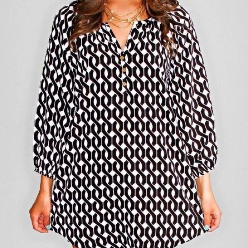 Mud Pie Women's Reese Tunic, Black Cable Top Blouse Size Medium NWT